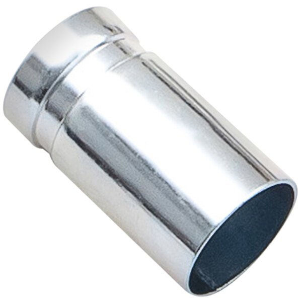 A galvanized steel Delfin hose connector with two openings.