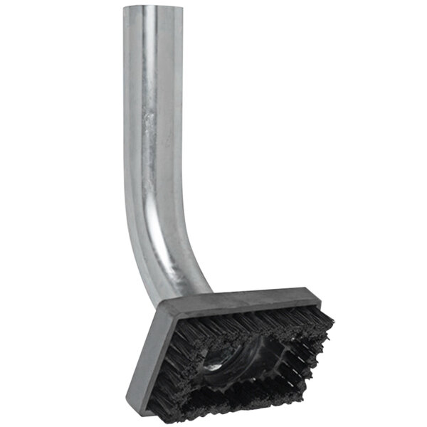 A Delfin black antistatic square brush with a curved aluminum connector.