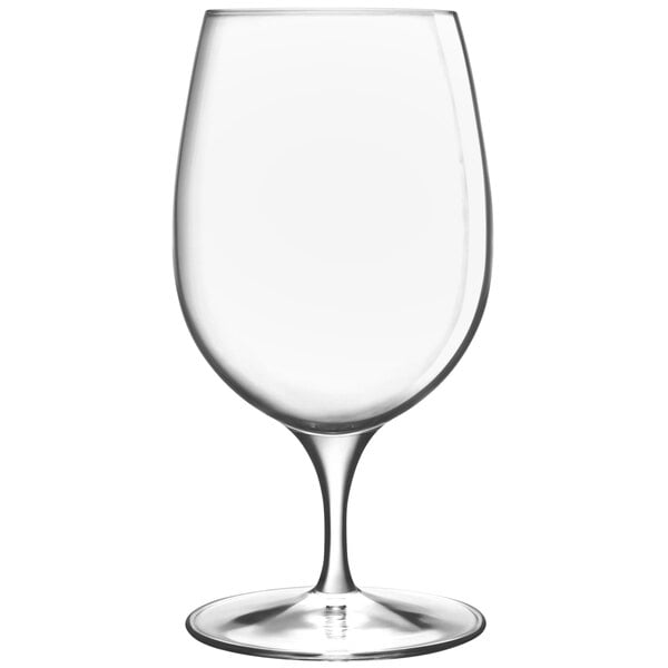 A Luigi Bormioli Palace wine goblet with a stem on a white background.