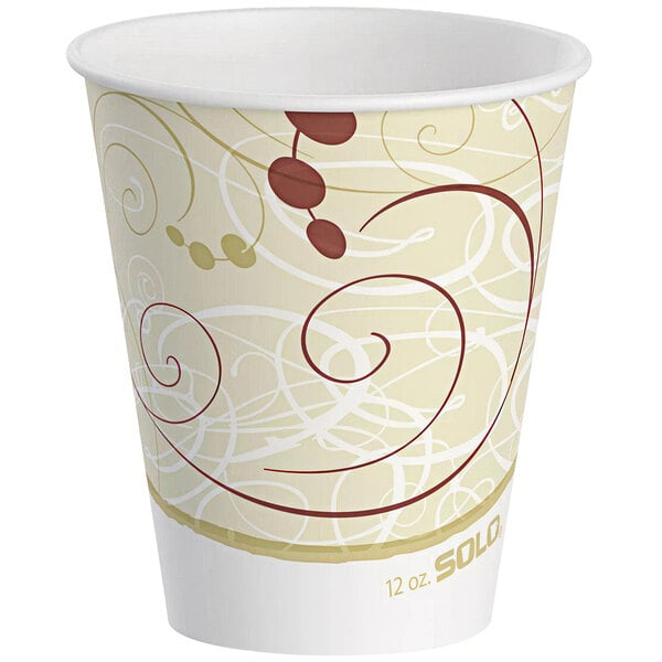 A Solo paper cold cup with a design on it.