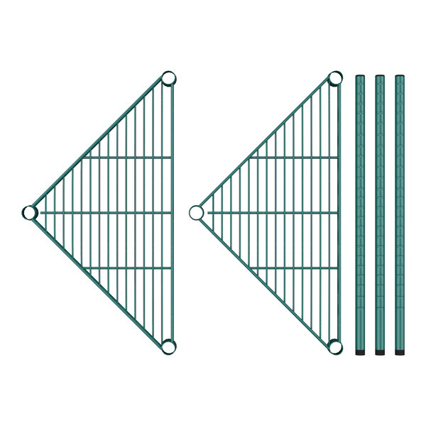 A Regency green wire shelving kit with two shelves and two bars.