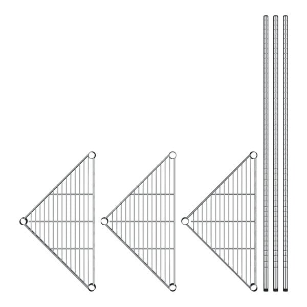 A drawing of Regency chrome triangle wire shelves.