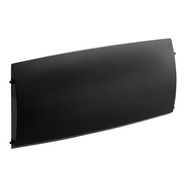 A black rectangular Scotsman door with screws.