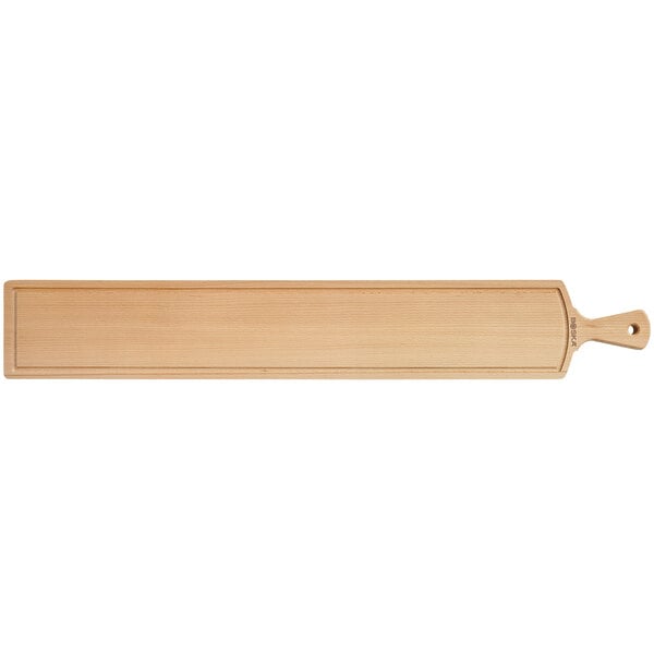 A Boska beech wood serving board with a handle.