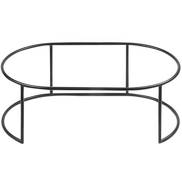 A black metal Cal-Mil display stand with a round base.
