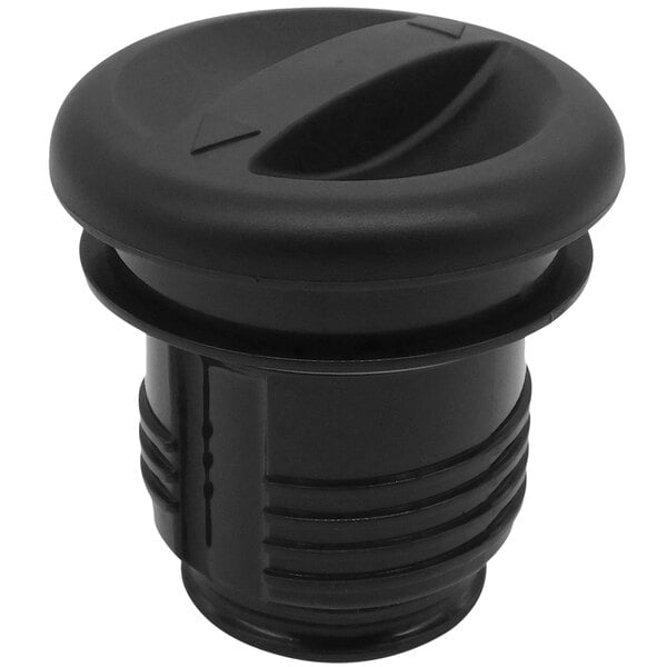 A black plastic cap for a black Thermos carafe.