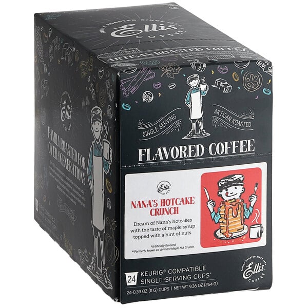 A black Ellis Mezzaroma Nana's Hotcake Crunch Coffee box with a white label.