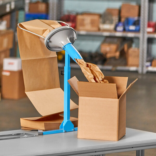 a brown box with a blue shelf