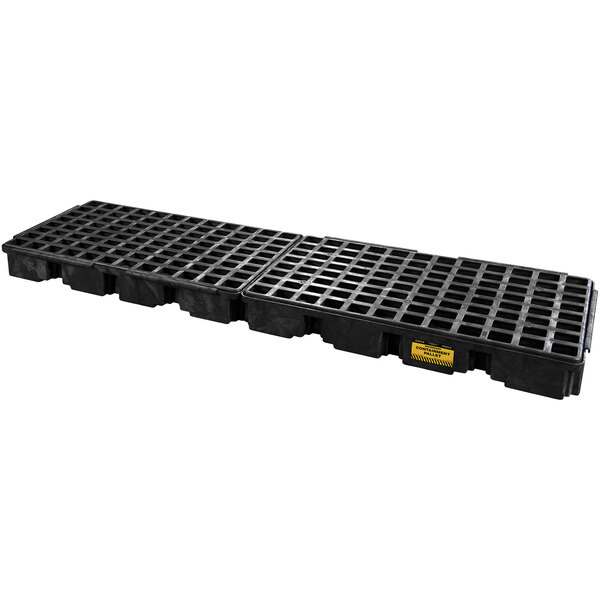 a black plastic pallet with holes