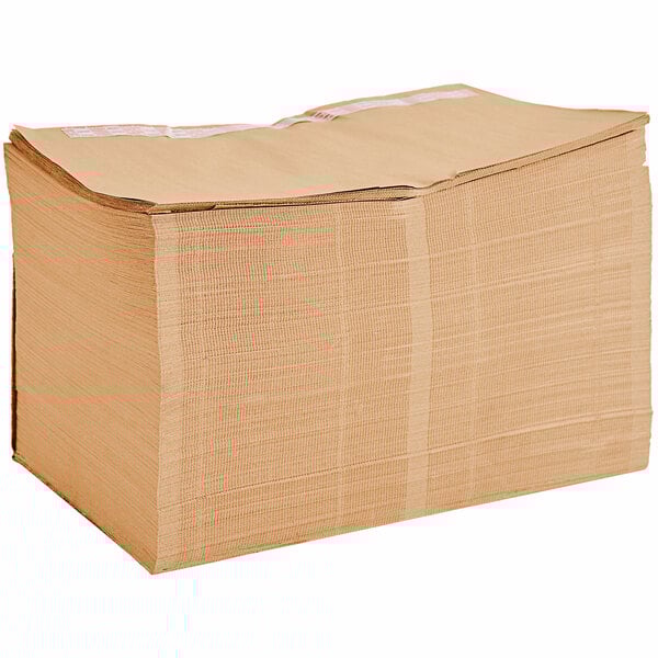 A large stack of brown Ranpak void fill paper on a white background.