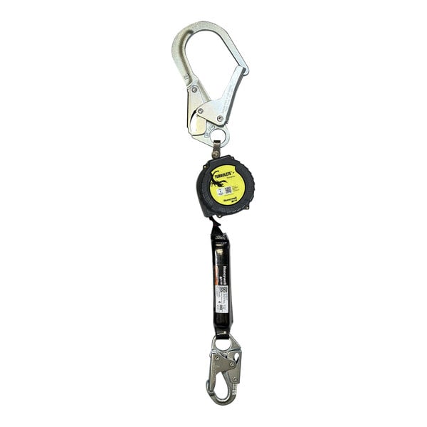 A Honeywell Miller Scorpion personal fall limiter with a steel carabiner.