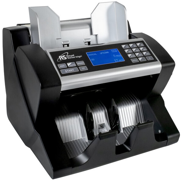 a black and silver electronic counting machine