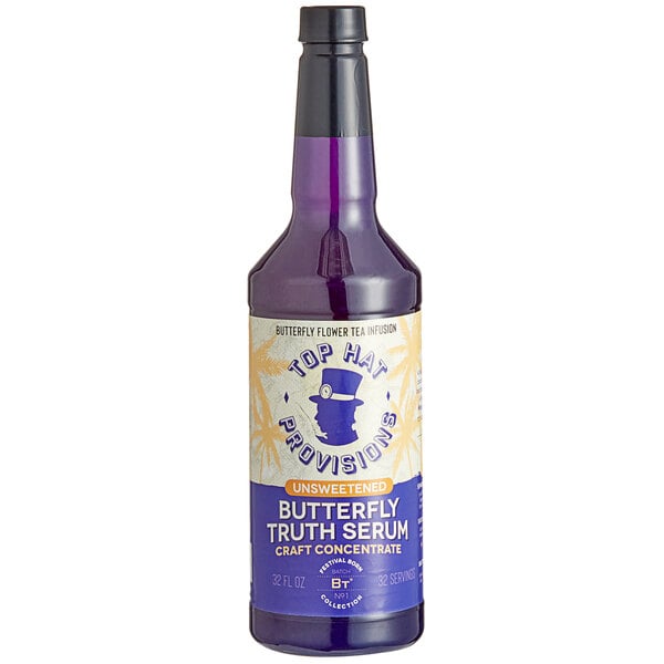 a purple bottle with a white label