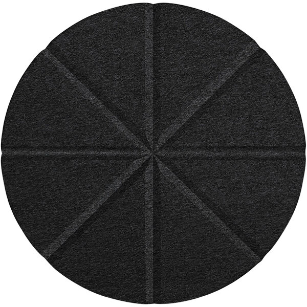 A black Versare SoundSorb wall-mounted acoustic circle with a circular pattern.