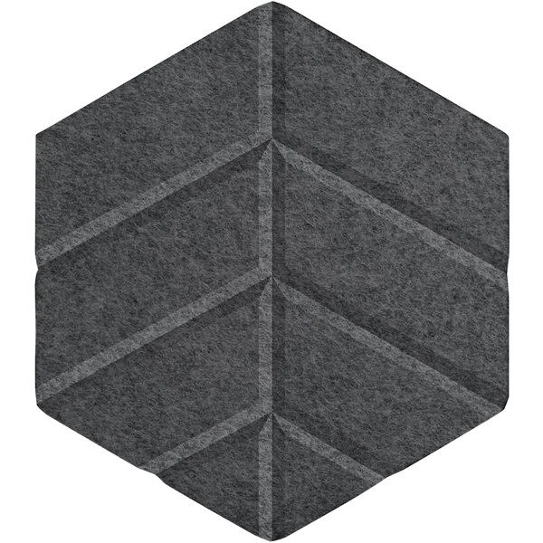 A dark gray hexagon-shaped Versare SoundSorb acoustic panel with a beveled edge.