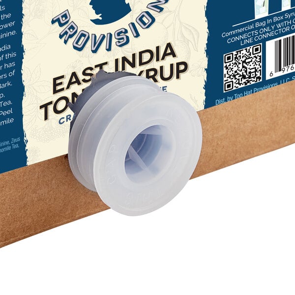 A close-up of a Top Hat Provisions East India Tonic bag in box.