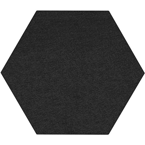 A black hexagon shaped acoustic panel.