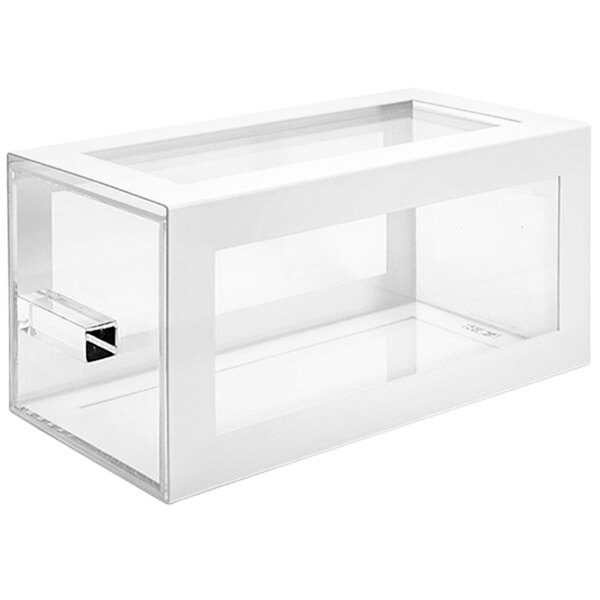 a rectangular object in a glass case