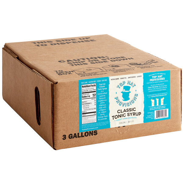 A white box of Top Hat Provisions Classic Tonic soda syrup.