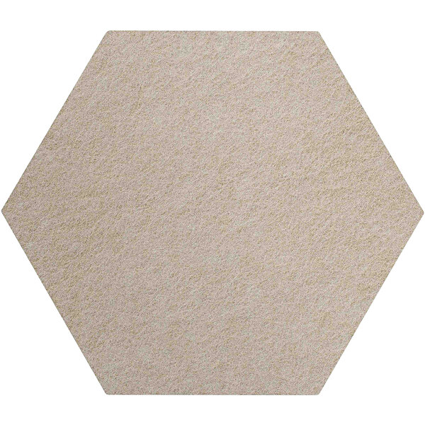 A beige hexagon-shaped flat wall-mounted acoustic tile.