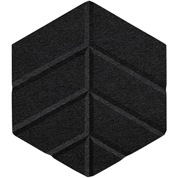 A black hexagon-shaped Versare SoundSorb acoustic panel.