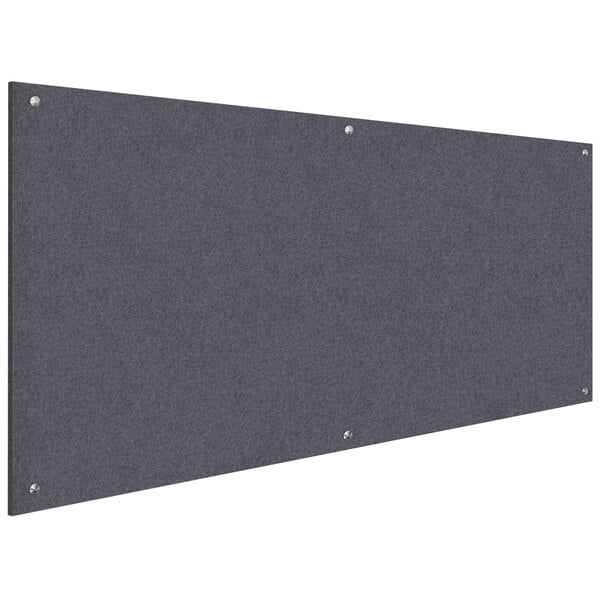 A dark gray rectangular Versare SoundSorb acoustic panel with screws.