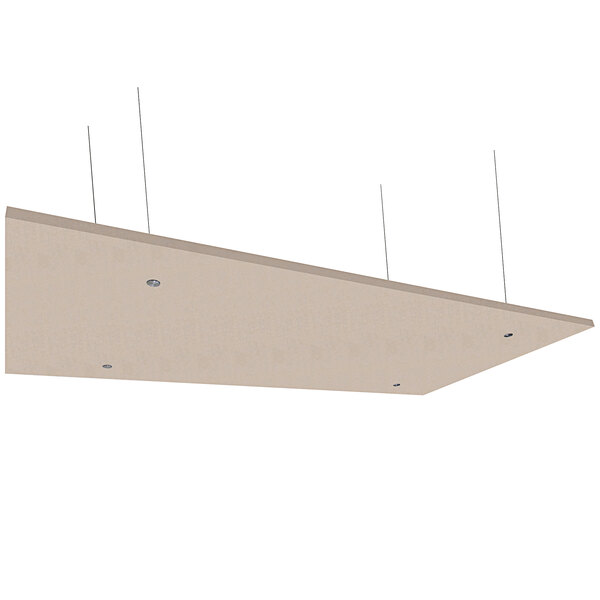 A rectangular beige Versare SoundSorb acoustic ceiling panel with two holes.