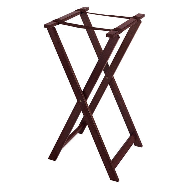 A mahogany wood folding tray stand.