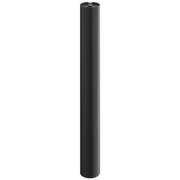 A black cylindrical table base column with a white stripe.