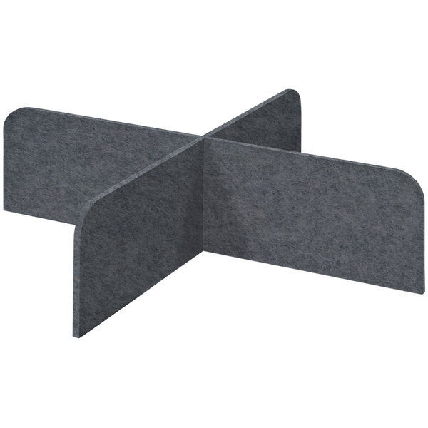 A dark gray Versare SoundSorb desktop privacy panel with two folded edges.