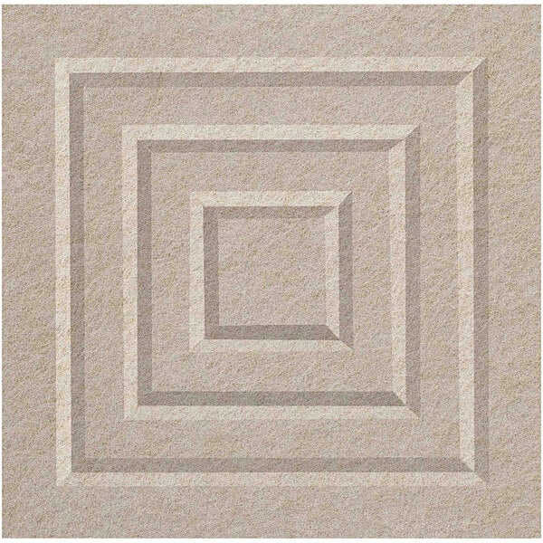 A close-up of a beige Versare SoundSorb beveled square acoustic block with a white border.