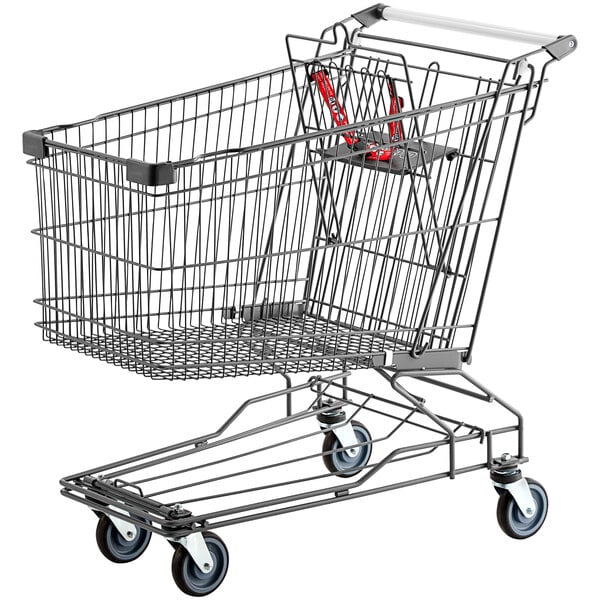 A Regency Supermarket gray shopping cart with wheels and a handle.