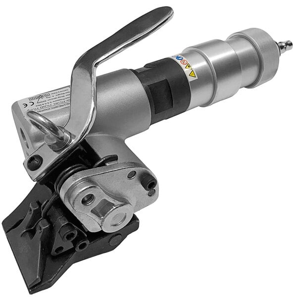 A close up of a silver and black Lavex Pneumatic Pusher Tensioner with a handle.