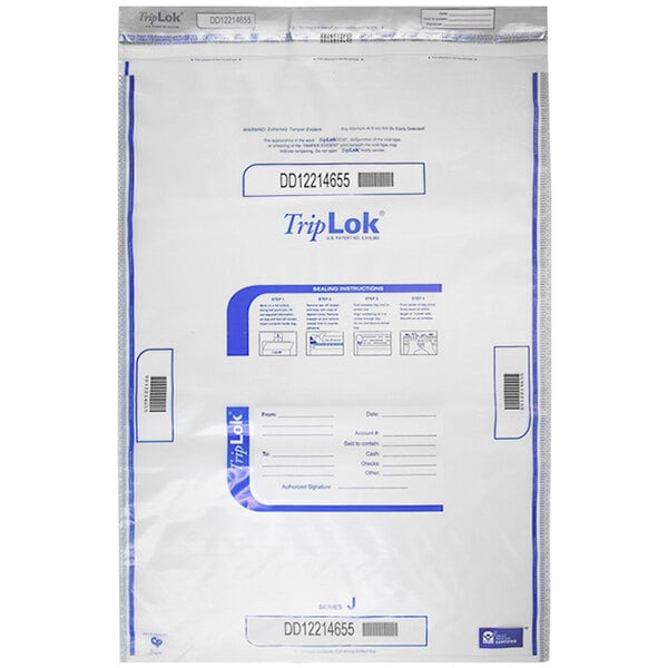 A white plastic Controltek USA TripLok bag with blue text.