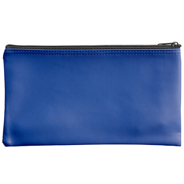 A blue zippered bank wallet from Controltek USA.