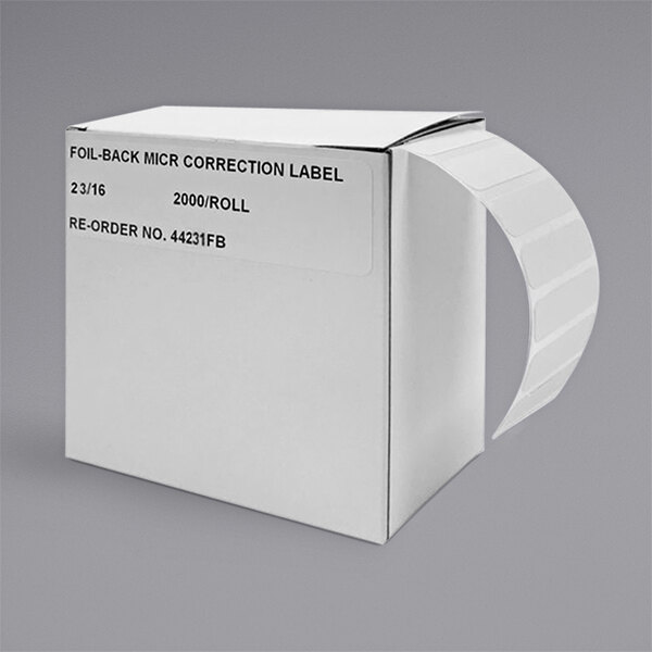 A white box of Controltek USA foil-backed correction labels with a label on it.