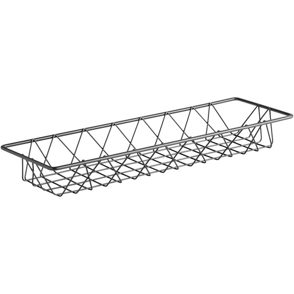 a wire basket on a white background