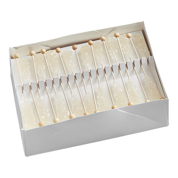 Roses Dryden and Palmer White Unwrapped Rock Candy Swizzle Stick - 72/Pack