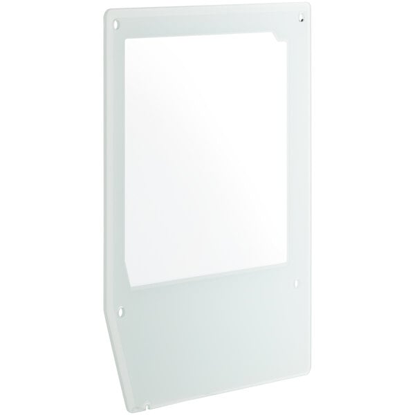 The right glass door for a white Avantco refrigeration cabinet.