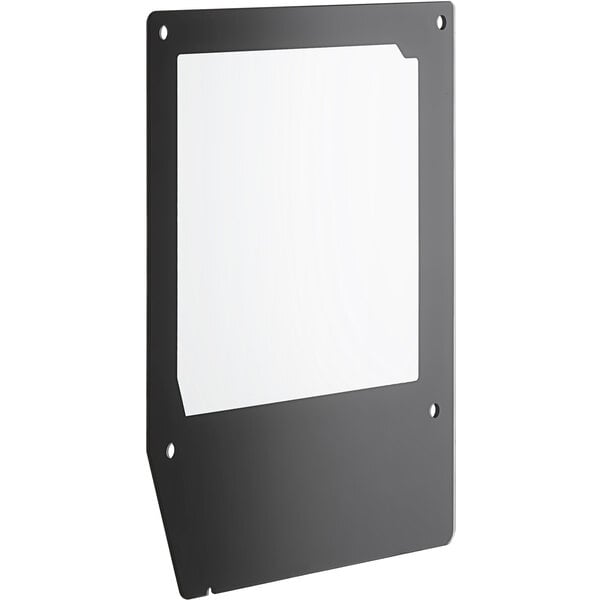 A black rectangular object with a white background.