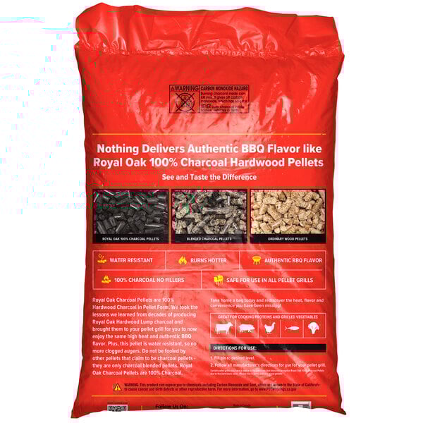 a red bag with different types of charcoal