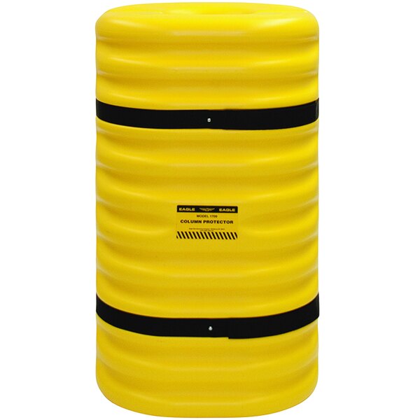 A yellow cylinder with black bands, the Eagle Manufacturing 12" Column Protector.