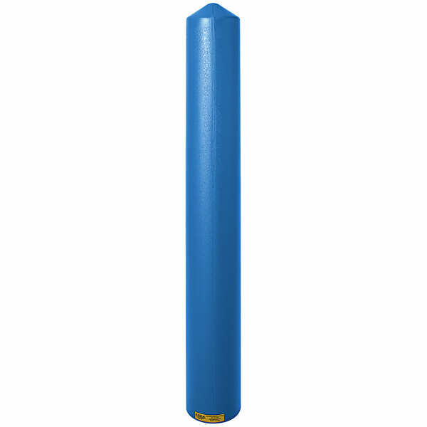 A blue cylindrical object with a yellow label.