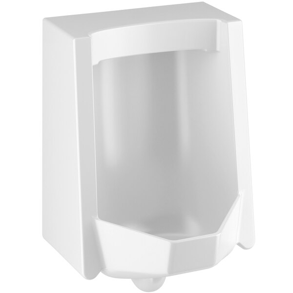 A white rectangular Sloan urinal box with a curved edge.