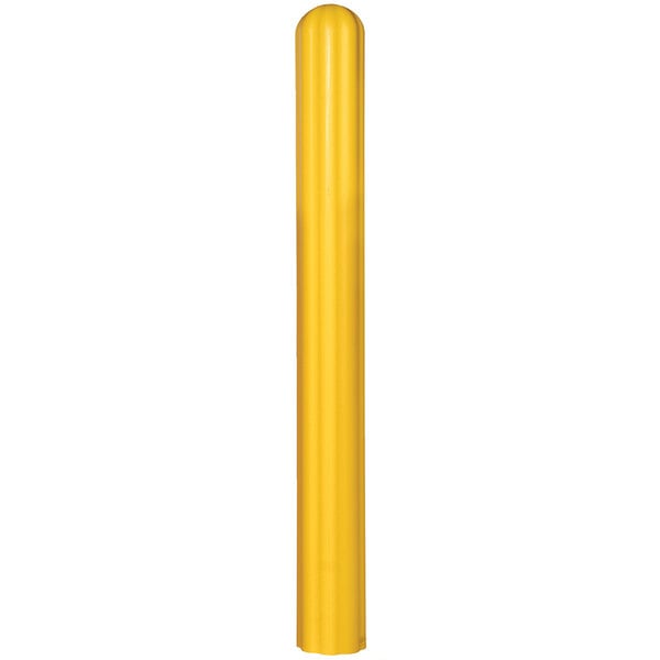 A yellow tube with black text that reads "Eagle Manufacturing 1732 4" x 56" Yellow Fluted Bollard Cover"