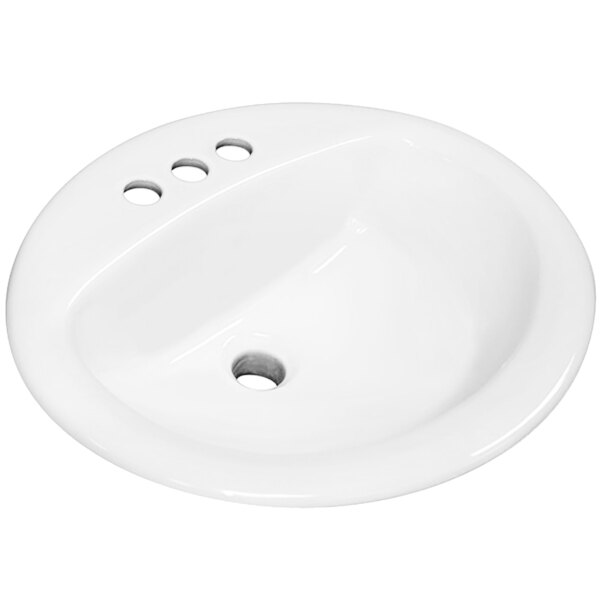 A white Sloan oval drop-in lavatory sink with 3 holes.