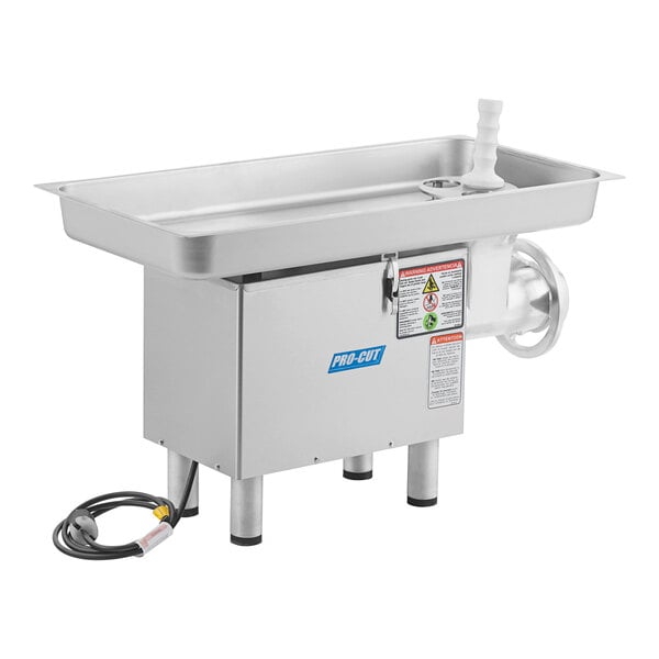A white ProCut electric meat grinder on a counter.