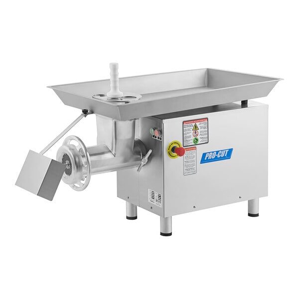 A ProCut KG-32 meat grinder with a stainless steel bowl.