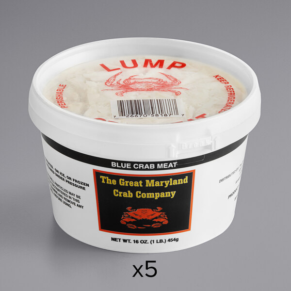 A white container of Chesapeake Crab Connection fresh lump blue crab meat.