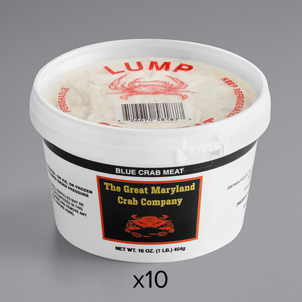 A white container of Chesapeake Crab Connection Fresh Lump Blue Crab Meat.